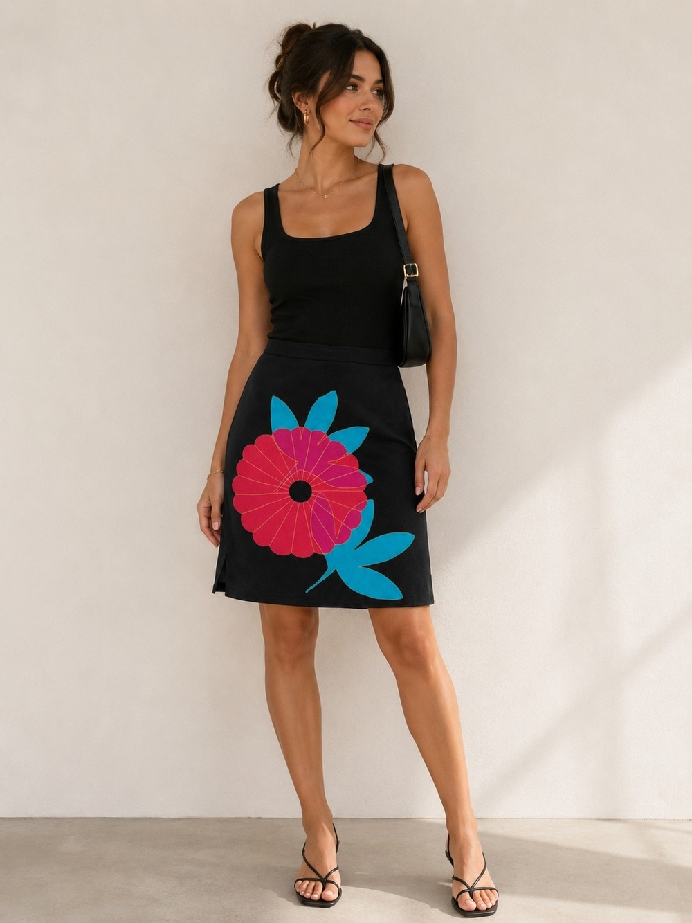 Ann Taylor LOFT Floral A-Line Skirt Pink & Teal Flower Sz Size 12